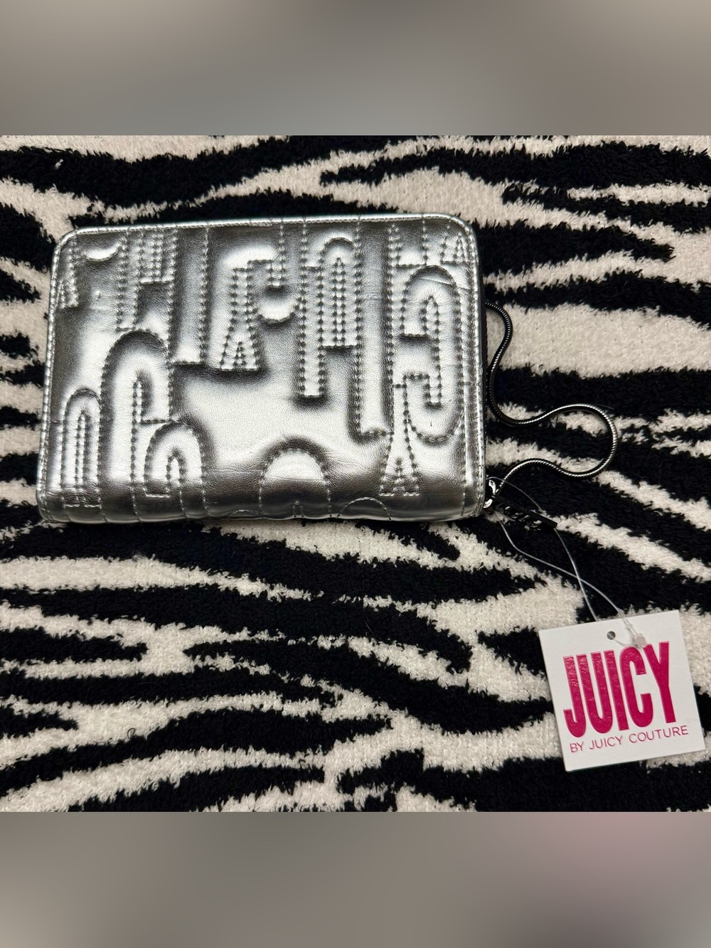 Juicy Couture Silver Zip around Wallet NWT